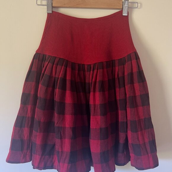 Vintage Norma Kamali 80's Plaid Women's Short Skirt Size Medium Knit Material - Picture 6 of 10